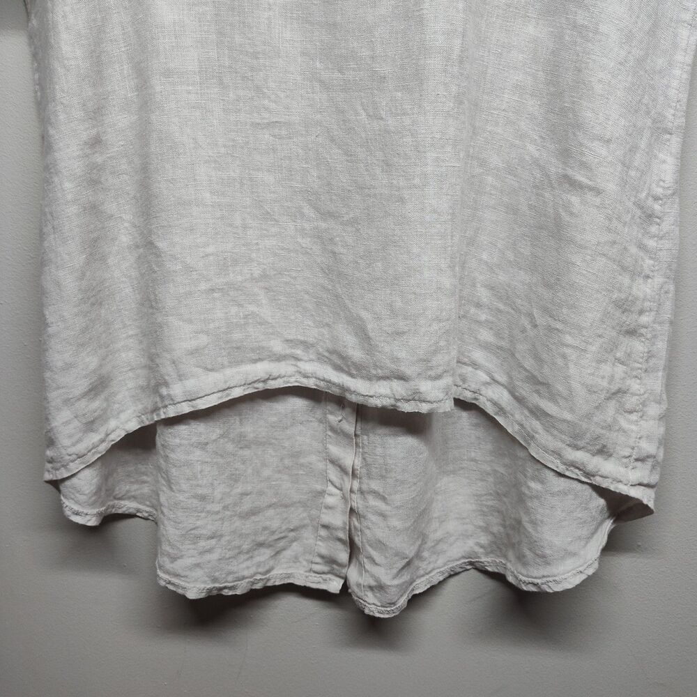 Terzo Millennio Linen Top Women Size M Cream Short Sleeve Bohemian Casual Italy - Picture 4 of 7